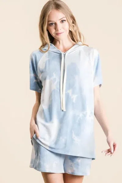 Truedames Tie Dye French Terry Hoodie Top And Bottom Set In Blue