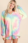 Truedames Tie Dye French Terry Top And Shorts Set In Multi