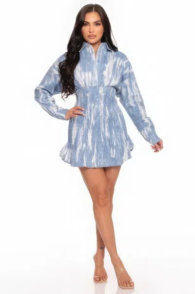 Truedames Tie Dye Mini Dress In Blue