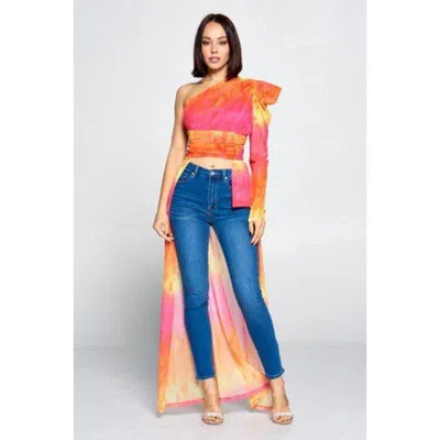 Truedames Tie Dye One Shoulder Top In Multi