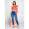 Truedames Tie Dye One Shoulder Top In Pink