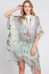 Truedames Tie Dye Print Kimono In Green