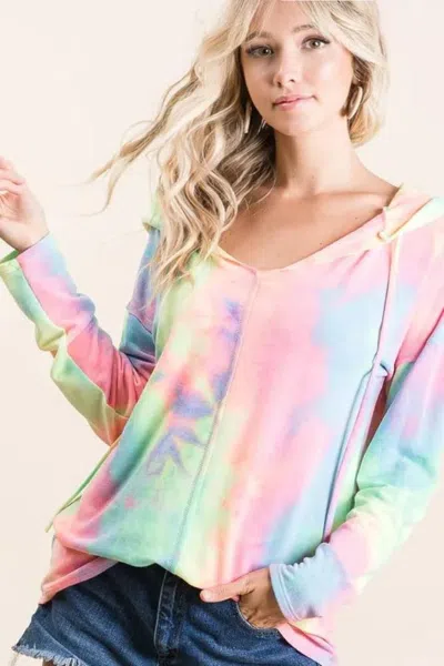 Truedames Tie Dye Terry Long Sleeve Hoodie In Multi