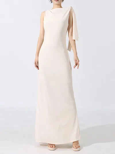 Truedames Tie Shoulder Sleeveless Maxi Dress In Neutral