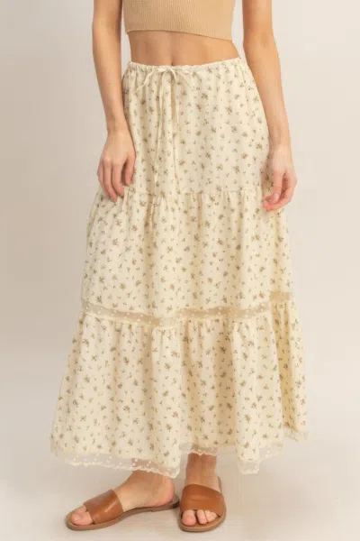 Truedames Tiered Lace Trim Skirt In Yellow