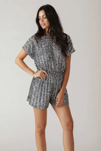 Truedames Time Flies Sequin Romper In Silver