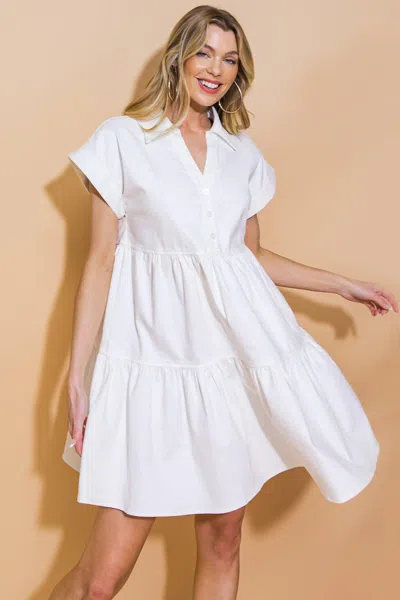Truedames Timeless Beauty Twill Mini Dress In White