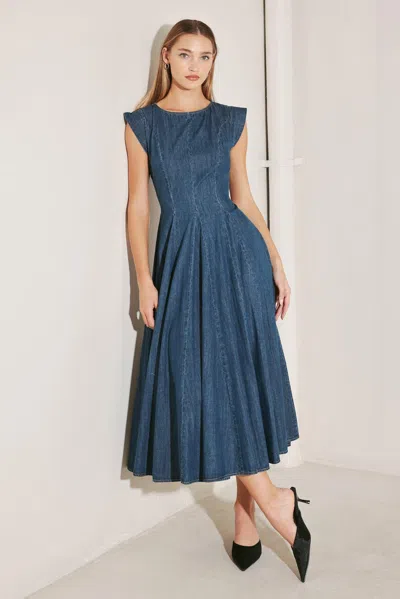Truedames Timeless Blue Form Denim Midi Dress