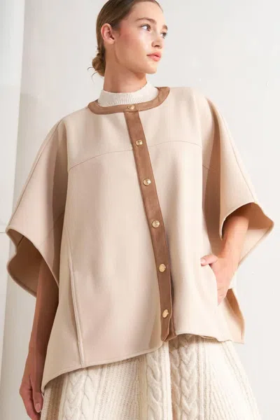 Truedames Timeless Elegance Woven Felt Capelet In Brown