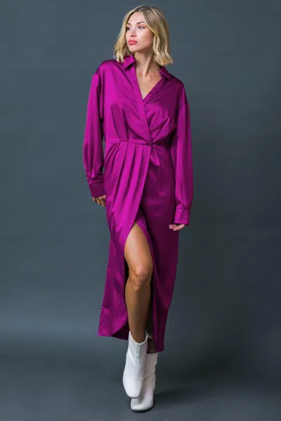 Truedames Too Good To Be True Woven Midi Dress In Purple