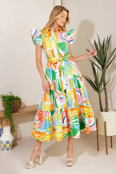 Truedames Too Much To Bear Woven Midi Dress In Multi