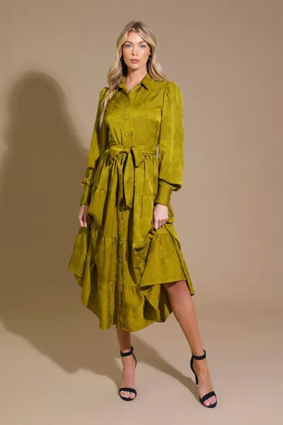 Truedames Total Appeal Woven Jacquard Midi Dress In Yellow