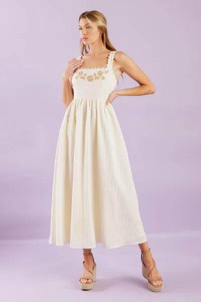 Truedames Total Crush Cream Woven Midi Dress In Yellow