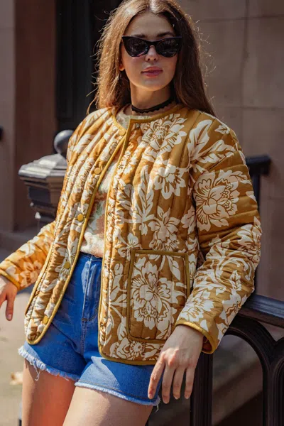 Truedames Totally Convinced Woven Puff Jacket In Brown