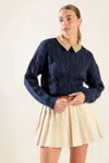 Truedames Totally Smitten Pullover Sweater Top In Blue