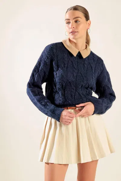 Truedames Totally Smitten Pullover Sweater Top In Blue