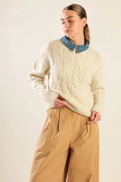Truedames Totally Smitten Pullover Sweater Top In Neutral