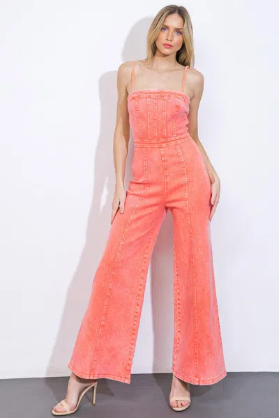 Truedames Totally Trendy Twill Jumpsuit In Pink