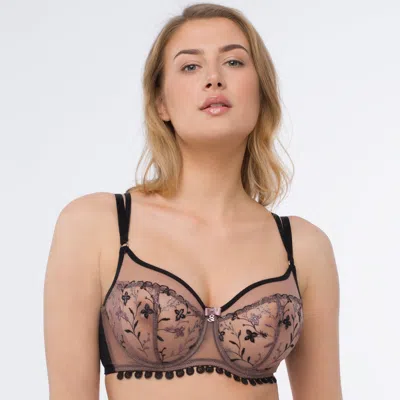 Truedames Transparent Embroidered Full Figure Bra In Black