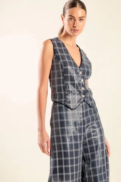 Truedames Traveling Far Navy Sequin Vest In Blue