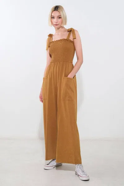 Truedames Trending Moment Knit Jumpsuit In Brown