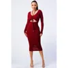 Truedames Trendy Front Shirring Cut-out Long Sleeved Dress In White