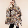 Truedames Tribal Pattern Toggle Closure Hooded Poncho In Multi