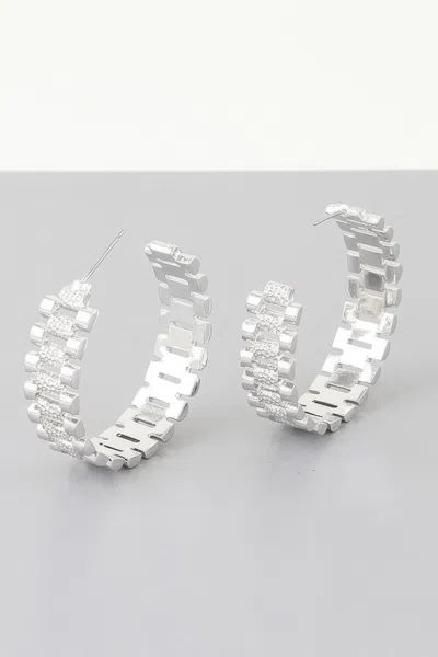 Truedames Triple Box Chain Hoop Earrings In Silver