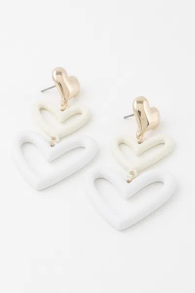 Truedames Triple Hearts Drop Earrings In White