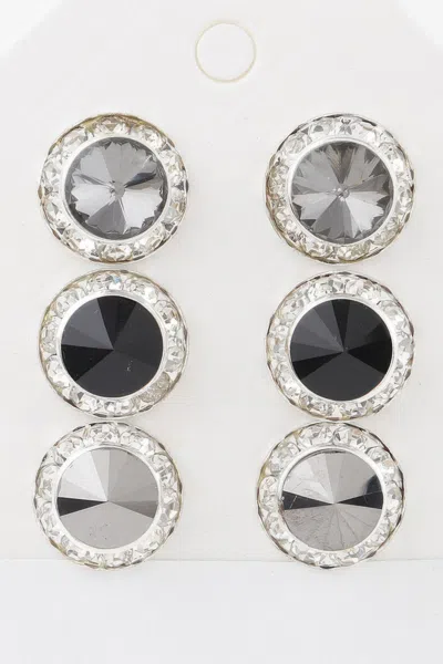 Truedames Triple Jeweled Stud Earrings Set In Multi