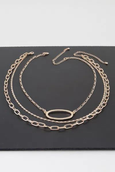 Truedames Triple Open Oval Chain Necklace In Gold