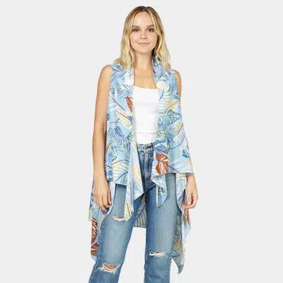 Truedames Tropical Leaf Printed Vest In Blue