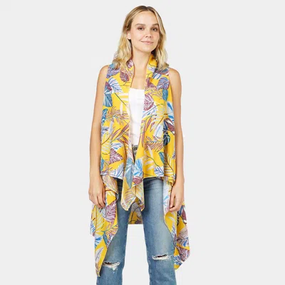 Truedames Tropical Leaf Printed Vest In Multi