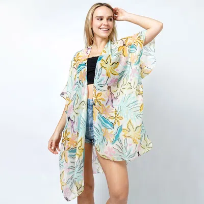 Truedames Tropical Print Kimono Poncho In Multi