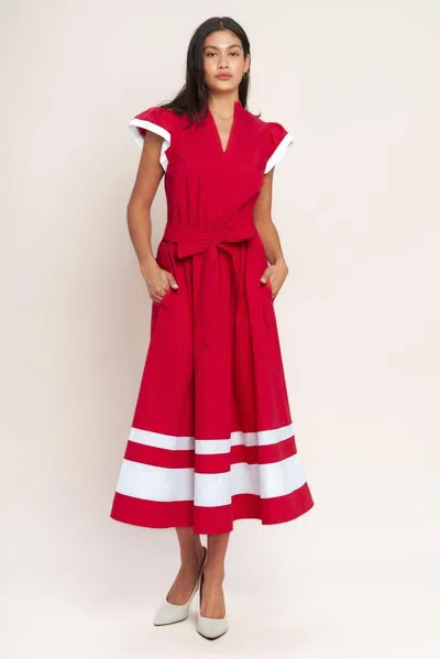 Truedames True Love In Color Blocked Midi Dress In Red