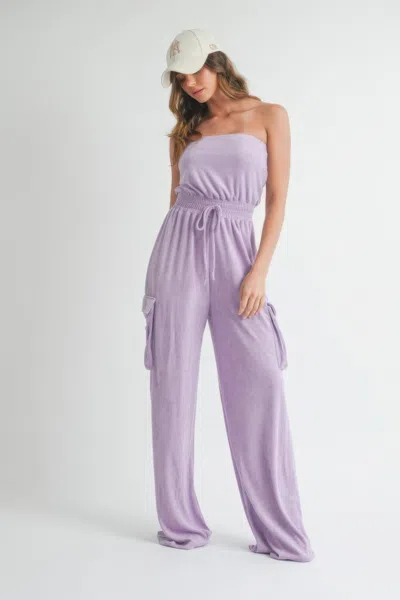 Truedames Tube Top Jumpsuit Romper In Purple