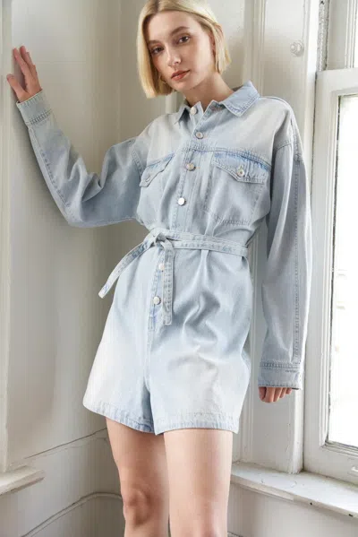 Truedames Turning Point Denim Romper In Blue
