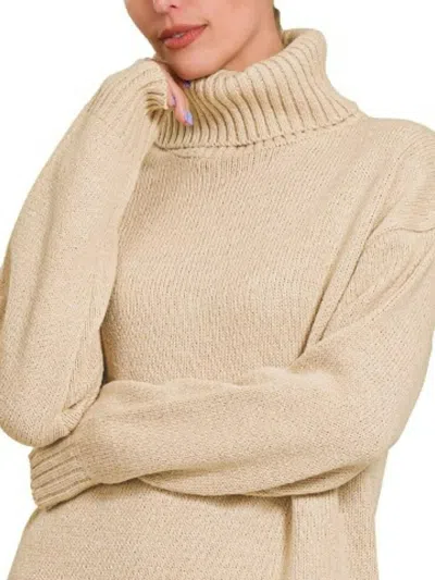Truedames Turtle Neck Long Sleeve Midi Sweater Dress In Multi