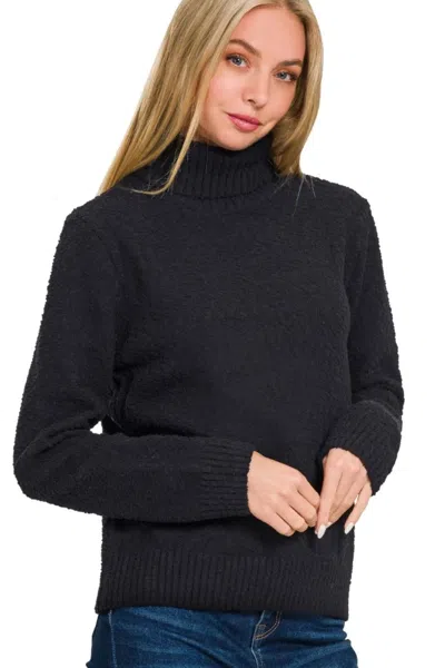 Truedames Turtle-neck Long Sleeve Sweater In Black