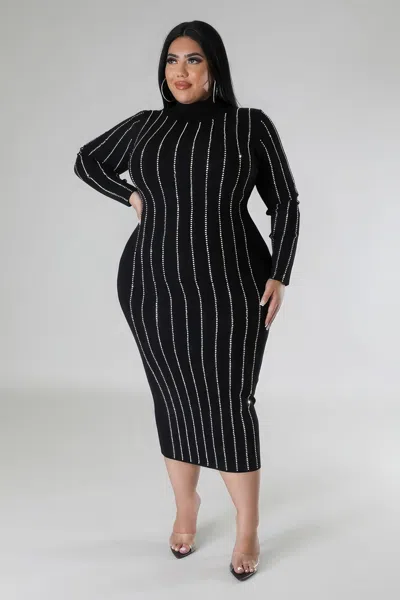 Truedames Turtle Neck Stretch Dress In Black
