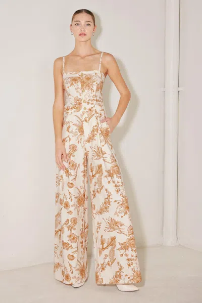 Truedames Tuscan Botanica Woven Jumpsuit In Brown