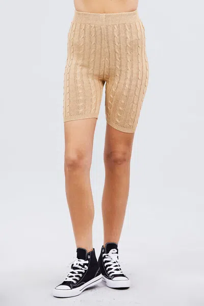 Truedames Twisted Effect Bermuda Length Sweater Shorts In Brown