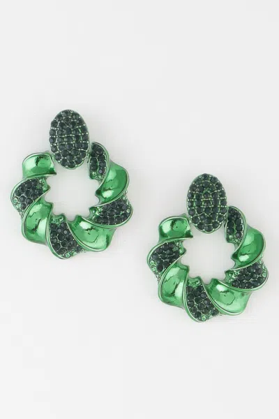 Truedames Twisted Jewel Wreath Earrings In Green
