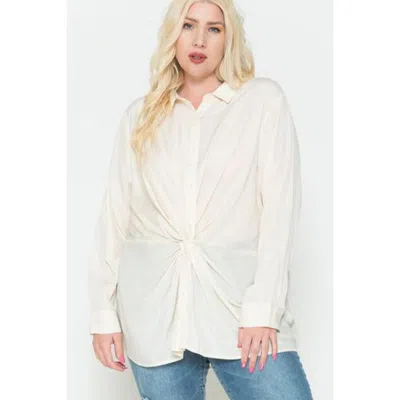 Truedames Twisted Knot Detail Oversized Satin Shirt In Multi
