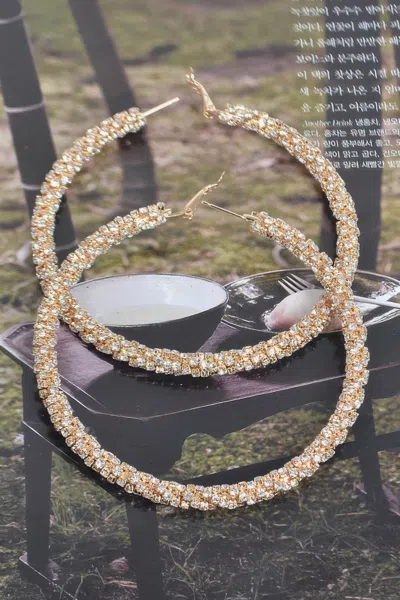 Truedames Twisted Rhinestone 80mm Hoop Earrings In Gold