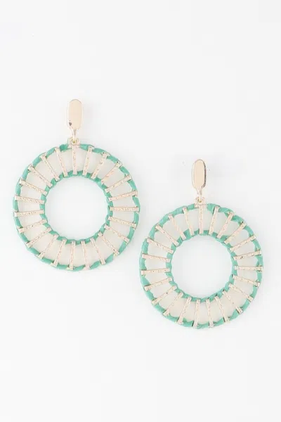 Truedames Twisted Weaved Disk Earrings In Green