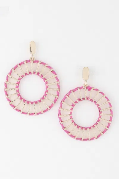 Truedames Twisted Weaved Disk Earrings In Pink
