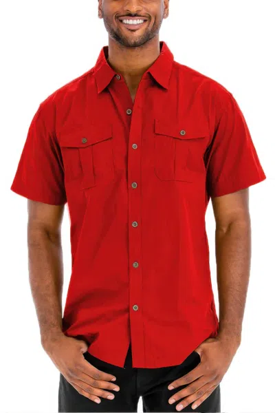 Truedames Two Chest Pocket Short Sleeve Shirt In Red