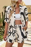 Truedames Two Piece Printed Button Down Elastic Waist Sets In Multi