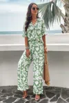 Truedames Two Piece Random Printed Short Sleeve Fit Set In Green